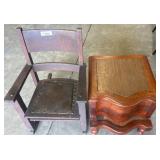 Wooden Child's Chair and Small Wooden Side Table