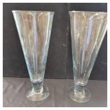 Clear Glass Flared Vases with Bases