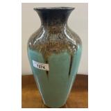 Large Ceramic Vase with Brown and Green Glaze