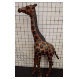 Carved Leather Giraffe Figure, 19' Tall