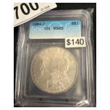 1884-O Morgan Silver Dollar, ICG MS65