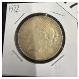 1922 Peace Silver Dollar in Cardboard Holder