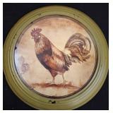 Round Wall Art with Rooster Illustration