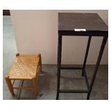 Woven Stool and Twisted Iron-Base Table
