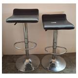 Adjustable Black Bar Stools With Chrome Base