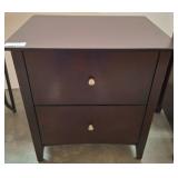Two-Drawer Wooden Side Table with Knob Pulls