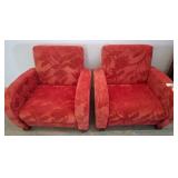 Child-Size Red Upholstered Armchairs