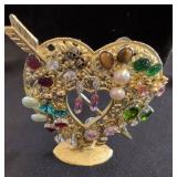 Heart-Shaped Metal Display with Decorative Accents