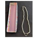 Pearl Bead Necklace with Heart Pendant
