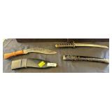 Kukri Knife with Sheath and Decorative Sword
