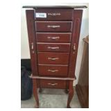 Wooden Jewelry Armoire With Mirror and 6 Drawers