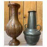 Metal Vases with Embossed Decorations