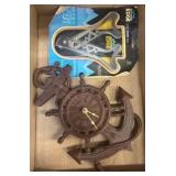 Cast Iron Clock and Outdoor Steel Stick Tool