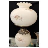 Two-Tier Milk Glass Floral Table Lamp