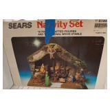 Sears Nativity Set with Wood Stable
