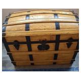 Domed Wood Storage Trunk With Metal Accents