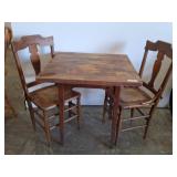 Wood Dining Table with Two Wooden Chairs