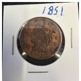 1851 Braided Hair Large Cent in Holder