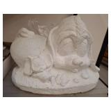 White Concreat Puppy Sculpture