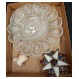 Glass Bowl and Platter with Decorative Items