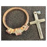 Sterling Silver Ring and Small Cross Pendant