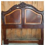 Ornately Carved Wood Queen Headboard