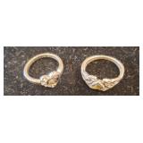 Two Silver Rings with Gemstone Accents