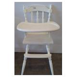 White Wooden High Chair with Spindle Back