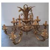 Ornate Gold-Toned 22in Multi-Arm Chandelier