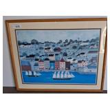 Framed Nautical Painting by Artist, Signed 1990 w6