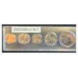 2025/2026 D Set of Five U.S. Coins in Case