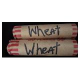 Two Rolls of Wheat Pennies in Paper Wrappers