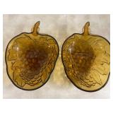 Amber Glass Dishes with Grape Motif