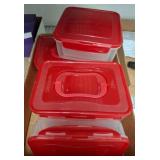 Plastic Storage Containers with Red Lids