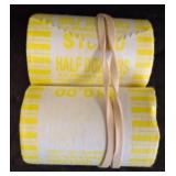 Two Rolls of Wrapped Half Dollar Coins