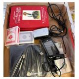 Box Lot: Electronics, Cards, and Book