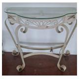 Wrought Iron Console Table with Glass Top