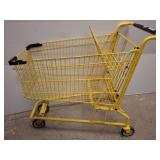 Yellow Metal Shopping Cart With Plastic Handles