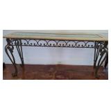 Faux marble topand Wrought Iron Console Table
