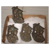 Bronze Decorative Plaques of Helmeted Figures