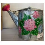 Galvanized Watering Can with Floral Design