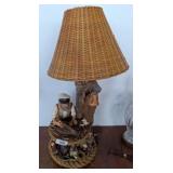 Nautical-Themed Table Lamp with Wicker Shade