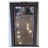 Wood-Framed Mirror with Inlaid Border