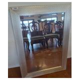 Rectangular Mirror with Textured Silver Frame