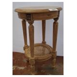 Round Wood Side Table with Floral Details