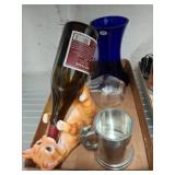 Decorative Glassware and Cat Wine Holder Assortmen