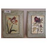 Floral Prints in Distressed Wooden Frames, 9x10