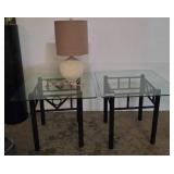 Glass-Top End Tables with Lamp