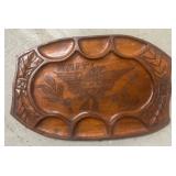 Carved Wooden Tray With Haitian Motif