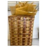 Woven Basket with Gold Organza Gift Bags